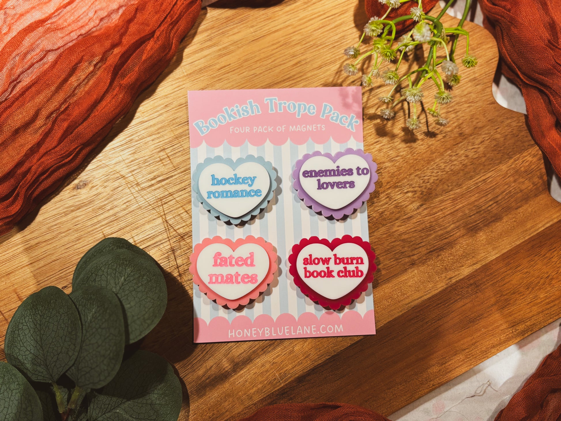 Bookish trope magnet set