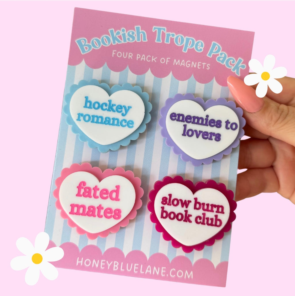Bookish trope magnet set